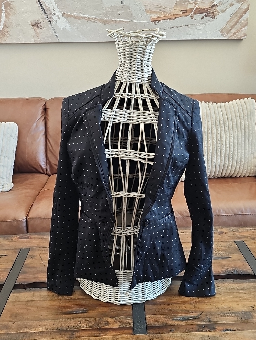 White House Black Market Black Polka Dot Tailored Blazer
